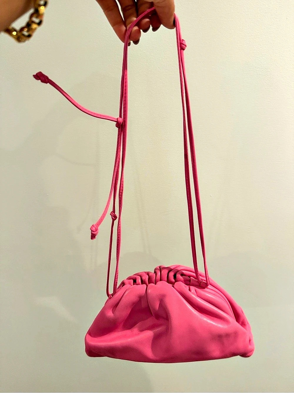 Bottega Veneta The Mini Pouch Gathered Drawstring Bag Pink - Picture 3 of 8